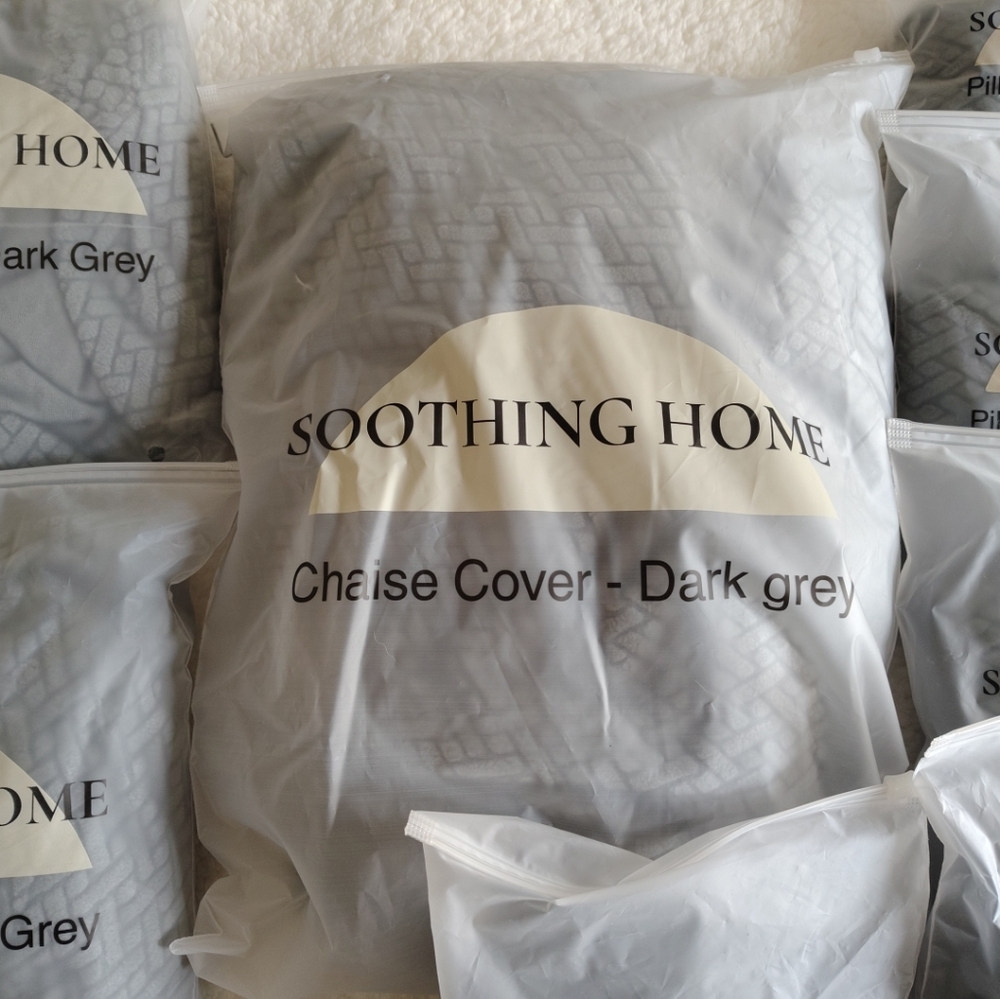 Soothing Home  Sofa and Pillow Slip Covers Set Dark Gray New!